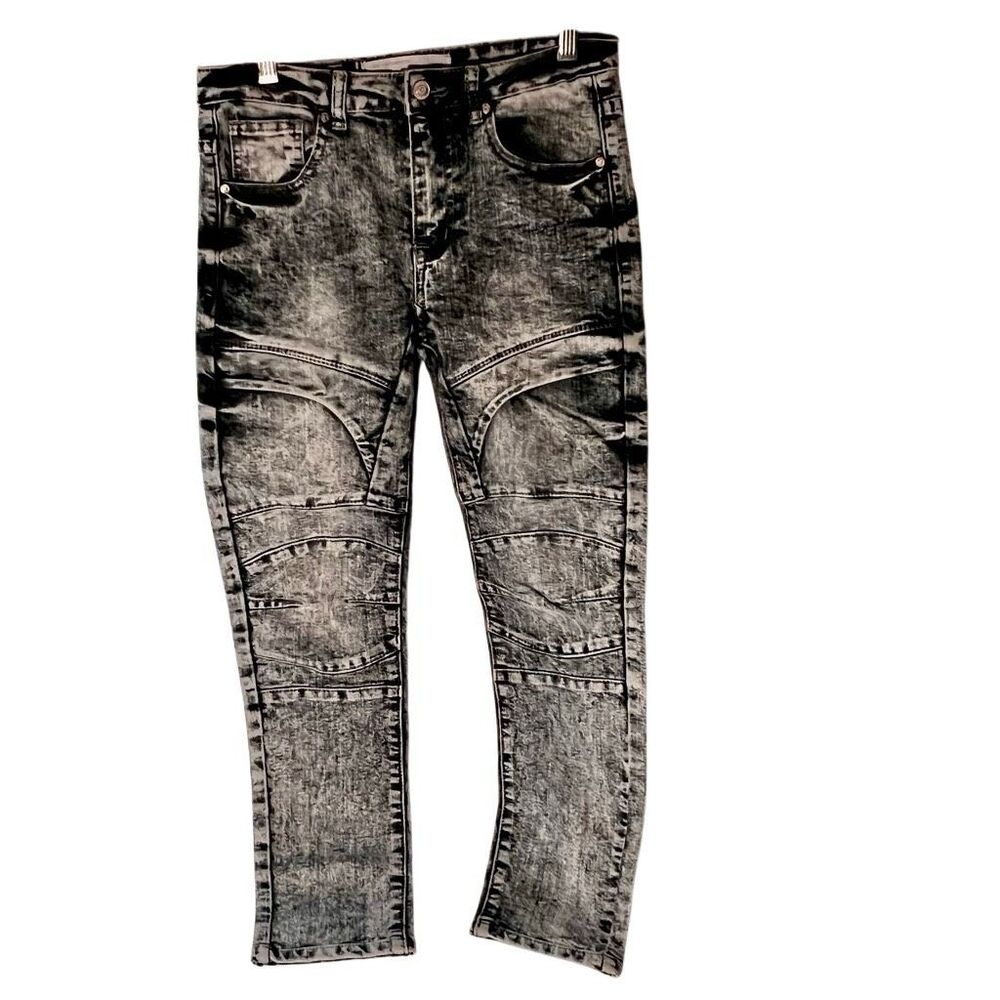 Refinery Republic Moto Youth Jeans Acid Wash Grey Black  Size 12 12 26x25
